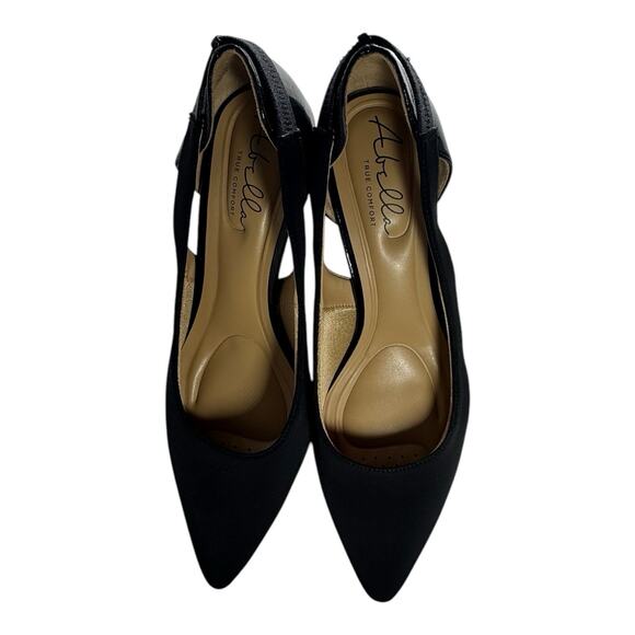 New Abella Women 11M Black Pump Comfort Kitten Heel Patent Leather Holiday Party - Picture 2 of 13